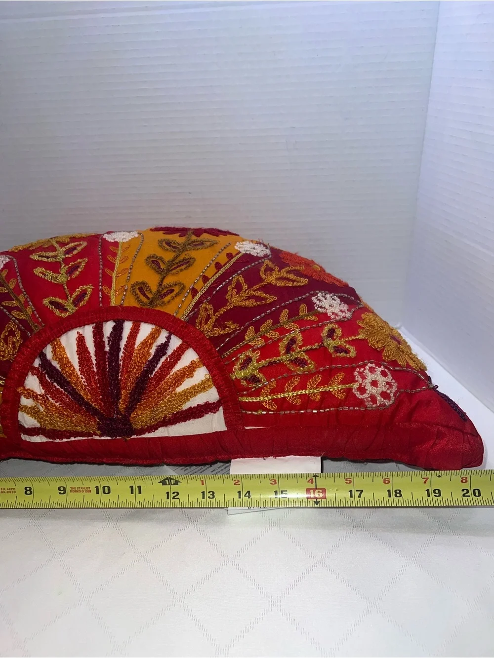 🔥🔥🔥Pier 1 Embroidered Decorative Half Moon Pillow